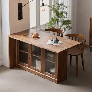 헤이즐 원목 모루유리 아일랜드 식탁 테이블 홈바 조리대 수납장 1400x700 GM51