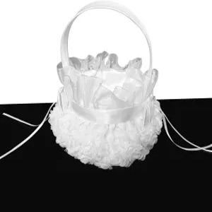 코슬란리 플라워 걸 바구니 펄 라인스톤이 있는 파리 레이스 결혼식 파티 장식용 새틴 (1팩)