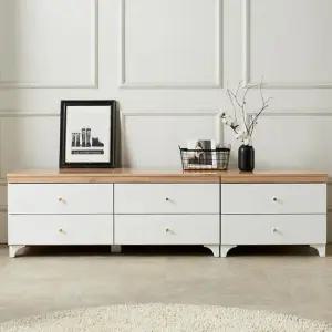 [에띠안]아모르 2단 1800 높은 TV다이 서랍 거실장-오크화이트