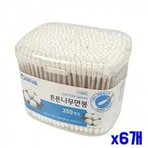 WL 튼튼한 원터치 면봉 350개입 x6개 고급면봉 면봉세트 얇은면봉 귀지 귀이개면봉