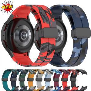 삼성 갤럭시 워치 5 프로 45mm FE 7 6 4 팔찌 47/43mm용 클래식 실리콘 스트랩, 40/44mm용 카모플라주