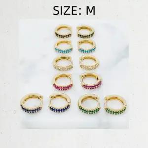 [미니라인] 칼라 큐빅 원터치 이어링 귀걸이 무알러지