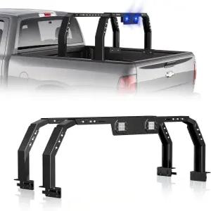 LED 라이트 바 2개가 장착된 대형 트럭 침대 랙 2005-2025 토요타 타코마/2022-2025 툰드라/2020-2025 지프
