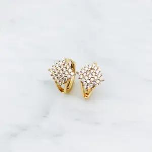 [미니라인] 원터치 데일리 링 귀걸이 촘촘 큐빅 귀걸이 무알러지