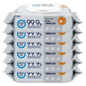 깨끗한나라 클린 손소독 티슈 캡형 60매 X 6개