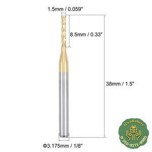 ABKY-10PCS 티타늄 코트 카바이드 엔드 밀 조각 커터 PCB 기계용 CNC 라우터 비트 1/8 인치 생크 1.5mm