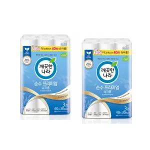 깨끗한나라 순수 프리미엄 슈퍼롱 40m x 30롤 x 2