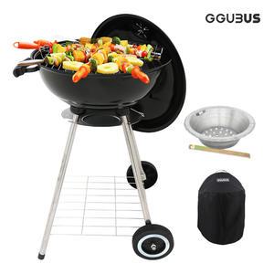 꾸버스 바베큐그릴 애플47 베이직SET 숯통+커버 BBQ 숯불 직화 훈제 펜션 야외 대형