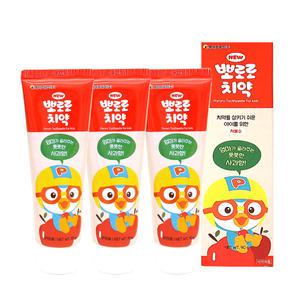 뽀로로 저불소 키즈 어린이치약 / 사과향 90gx3개 자일리톨함유