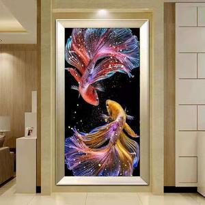 대형 보석십자수 비즈큐빅 구슬 자수 비단잉어 50x100cm