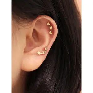 [미니멀피어싱]14K 삼단 커브 하트 별 피어싱 귀걸이