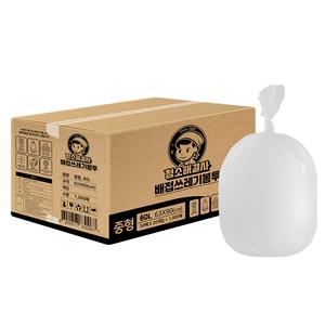 청소해결사 배접쓰레기 비닐봉투 백색, 60L, 1000개