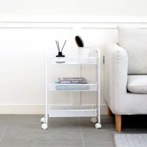 자우버탁 다용도 이동식 3단 메쉬 틈새 수납선반화이트