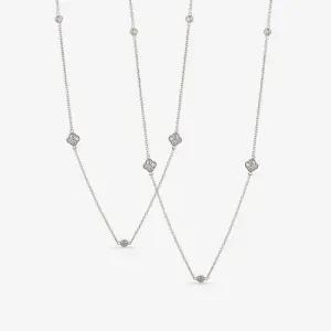 18k 모이사나이트 클로버 체인 롱 목걸이_83cm