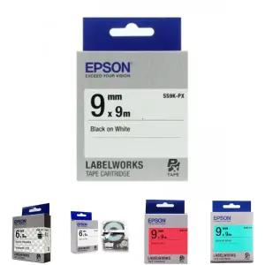 EPSON 엡손 정품 라벨 테이프 9mm (SS9K 흰색 검정)/용지/라벨지/테잎/분류/표기/정리/프린트/인쇄/출력