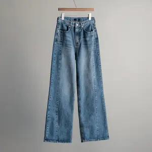 (안나앤플러스) A. 렉스 사선 절개 와이드 데님[데님D0115P02] 빅사이즈