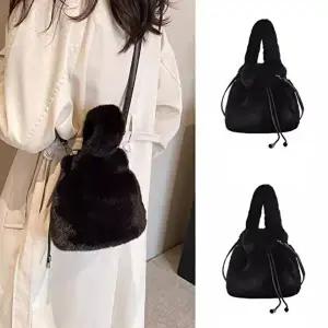 털 버킷백 미니 복조리 가방 퍼 숄더백 크로스백 퍼가-WFHGDP8