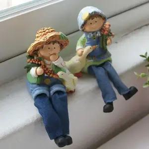해맑은 시골 커플 2종 세트 앉은 인형 선반 장식 소품 장식인형 인테리어인형 선반인형 인형소품
