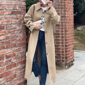 빌리뷰 스트랩 싱글 트렌치 코트 봄 여성 데일리 봄코트 봄아우터 빅사이즈