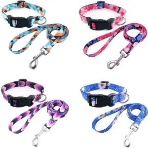 반려동물 패턴 목줄 리드줄 세트 강아지목줄 (WFJX075)