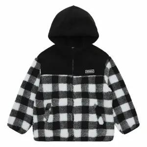 [보리보리/에꼴리에]남아 체크 양털 플리스 후드 점퍼 21D0106_BK