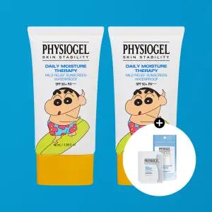 피지오겔 무기자차워터프루프 DMT 마일드 릴리프 선크림 짱구40ml 2개 SPF50+ PA++++ +증정크림 5입키트