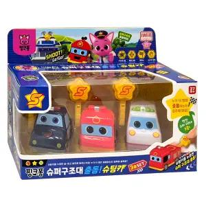 핑크퐁 슈퍼구조대 출동 슈팅카 3종세트 정품 소방차 레디 경찰차 로저 구급차 포레스트