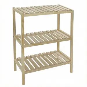 내추럴 원목 수납선반 3단 500 / 감성 우드 인테리어 다용도 선반장 이크홈