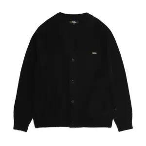 [내셔널지오그래픽]N224MKT330 어반 V넥 와펜 가디건 CARBON BLACK