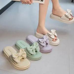 [하프클럽/레이디슈]레이디슈 빅 리본 통굽 플랫폼 슬라이드 슬리퍼 0193