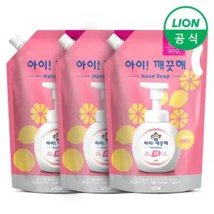 아이깨끗해 대용량 리필 1.8L 파우치 3개 손세정제 핸드워시 거품비누  레몬 순)