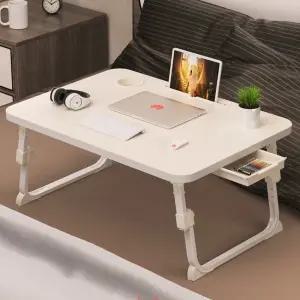 3단 높이조절 접이식 좌식책상 넓은 침대 테이블 70x48cm 컵홀더 미니서랍