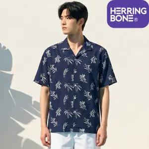 트로피컬 리프 하와이안 셔츠 루즈핏 남자 반팔 남방 빅사이즈 휴양지룩 비치웨어 NJ105