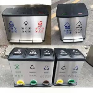 스텐 분리수거함 재활용 가정용 분리수거대 쓰레기통 3단