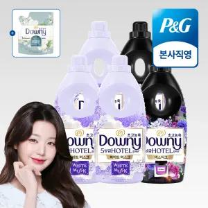 다우니 호텔 컬렉션 1L 초고농축 섬유유연제 본품 5개화이트 머스크 3 + 미스티크 2+증정샘플 200ml 1개