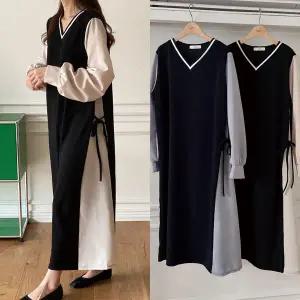 포카리 요꼬 긴팔 롱 임산부 원피스 빅사이즈 임부복