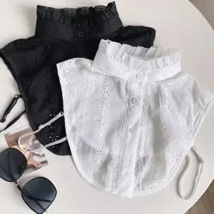 바이브 레이스 페이크 레이어드 블라우스 카라 화이트+블랙 세트 셔츠 케이프