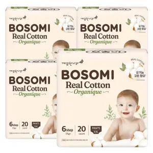보솜이 리얼코튼 오가니크 팬티 점보형 20개입x4팩 팬티기저귀