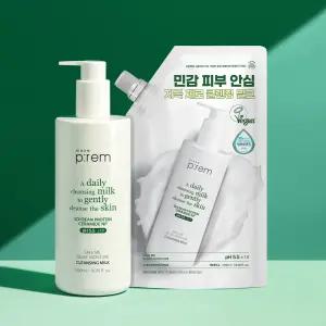 메이크프렘 슈퍼 세이프 미 릴리프 모이스처 클렌징 밀크 대용량 500ml+리필팩 500ml +해면스펀지+수분크림