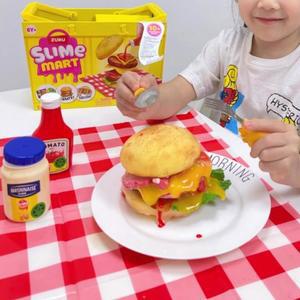 뉴 주루 슬라임 마트 햄버거 피자 시리즈 미니 디저트 플레이 세트 미니어처 장식 수집품 선물
