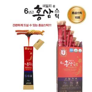 데일리원 6년근홍삼스틱 12 g x 10포 + 쇼핑백함건강식품 기능 설선물 꿀스틱 석류 인삼 홍삼정 농축액 홍
