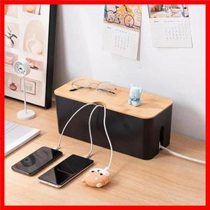 케이블 보관 상자 나무 전력선 보관 케이스 방진 충전기 소켓 주최자 와이어 케이스 홈 케이블 와인 더 주