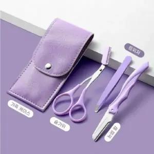 ( )위드기프트 깔끔눈썹 정리 3종세트숱가위+눈썹칼+트위저+가죽케이스