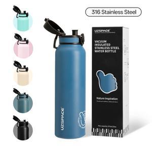UZSPACE 1L 보온병 이중벽 단열 316 스테인리스 스틸 머그 텀블러 진공 플라스크 보온/보냉 스포츠 물병