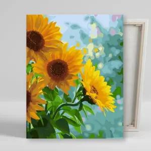 DIY 페인팅 캔버스 물감 붓 세트 비오는날의 해바라기그림그리기 액자그르리기 재료 아이러브 만들기 공작