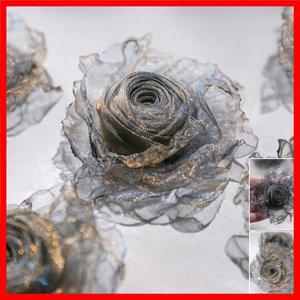 블루 골드 에나멜 선조 3D 꽃 오뜨 꾸뛰르 신부 머리 브로치 디자이너 드레스 장식 트림 용품