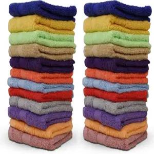 주페리아 100 면 목욕물 24팩 - 12인치 x 얼굴용 고흡수성 부드러운 수건 체육관 호텔 스파 품질 재사용