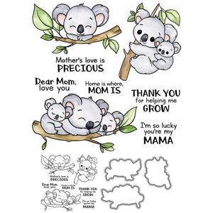 Mangocraft 귀여운 만화 코알라 커팅 다이 클리어 스탬프 DIY 스크랩북 용품 금속 카드 앨범 실리콘