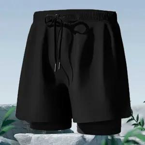 허리밴딩 투인원 일체형 스판 반바지 물놀이 레깅스 남자바지 [fF31773]