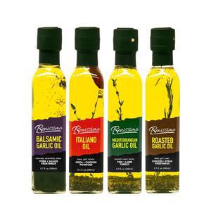 베니시모 허브 인퓨즈드 식용유 셰프 팩, 이탈리아노, 구운 각각 지중해 4병, 마늘, 8.1온스 고메 마늘 세트, 오일 블렌드가 특징인 올 내추럴 발사믹